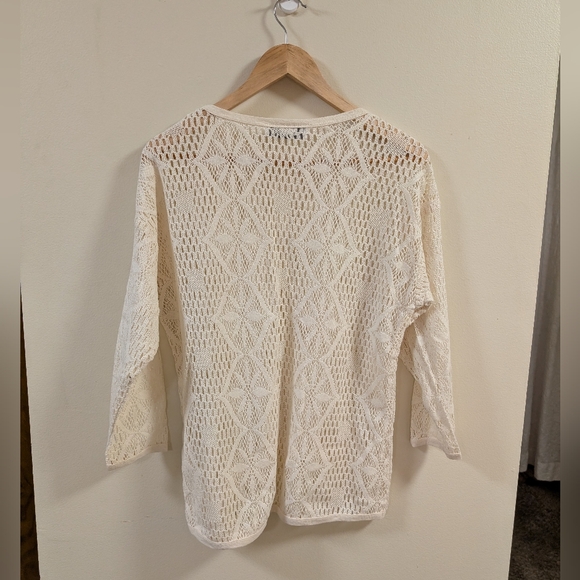Paris Sport Club Sheer Knit Lace Top Women’s Large Cream - Picture 5 of 5